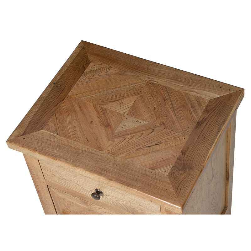 Chester Oak Parquet Bedside Cabinet With Drawer